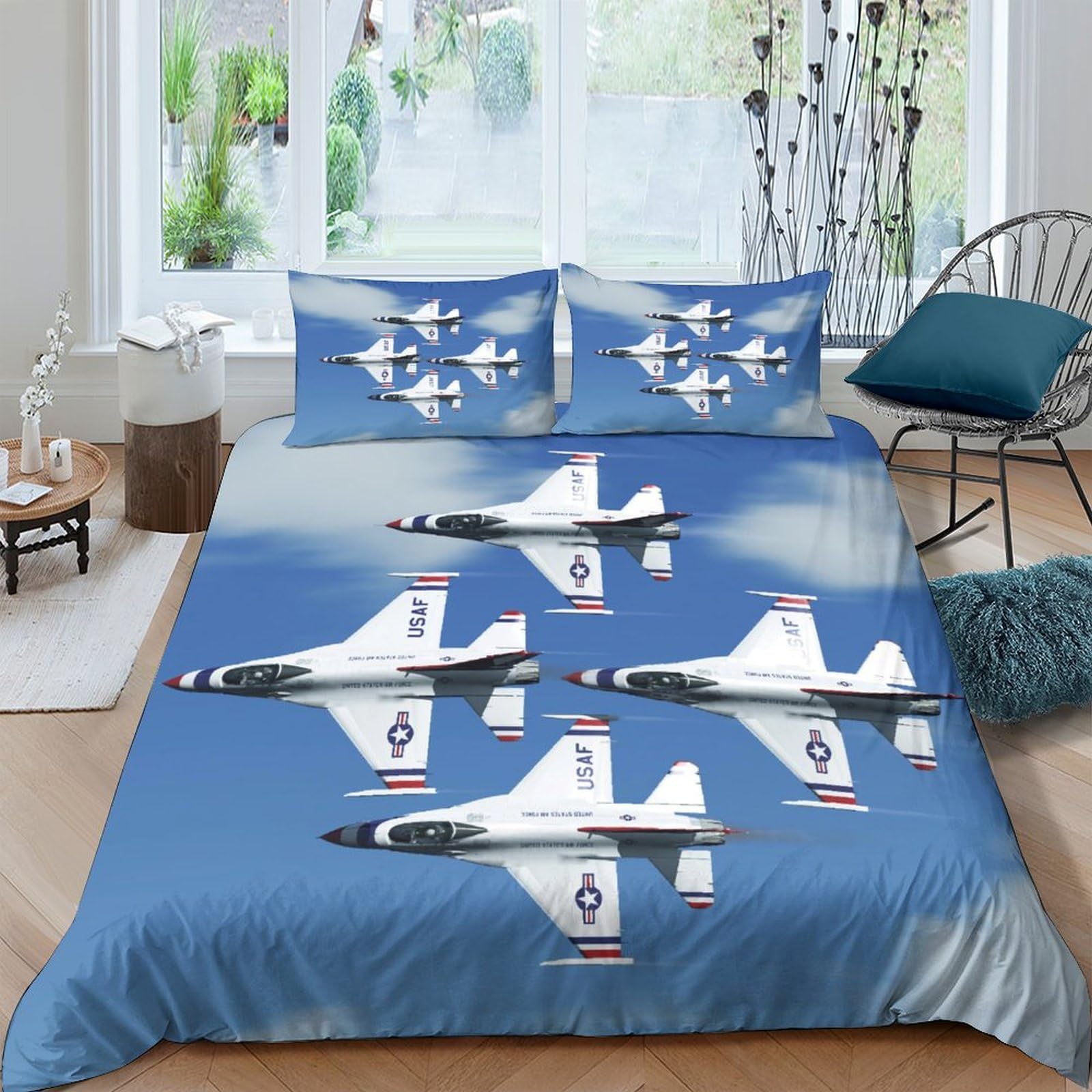 Housse de couette avion de combat idée cadeau pour enfant et adulte fan d'aviation