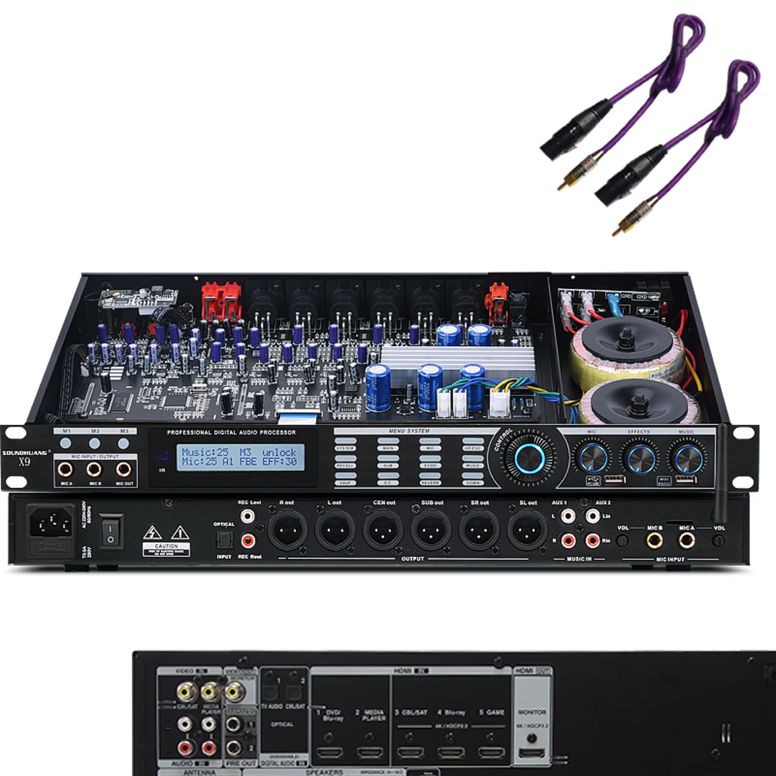 Processore audio anti-ulula, effetti professionali KTV digitale pre-stadio, modalità riverbero, controllo del telefono cellulare, per musicisti appassionati di audio