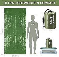 Vista 5 de Esky Emergency Sleeping Bag, Survival Bag Portable Thermal Bivy Sack, Waterproof Lightweight Emergency Blanket Survival Gear with Compass for