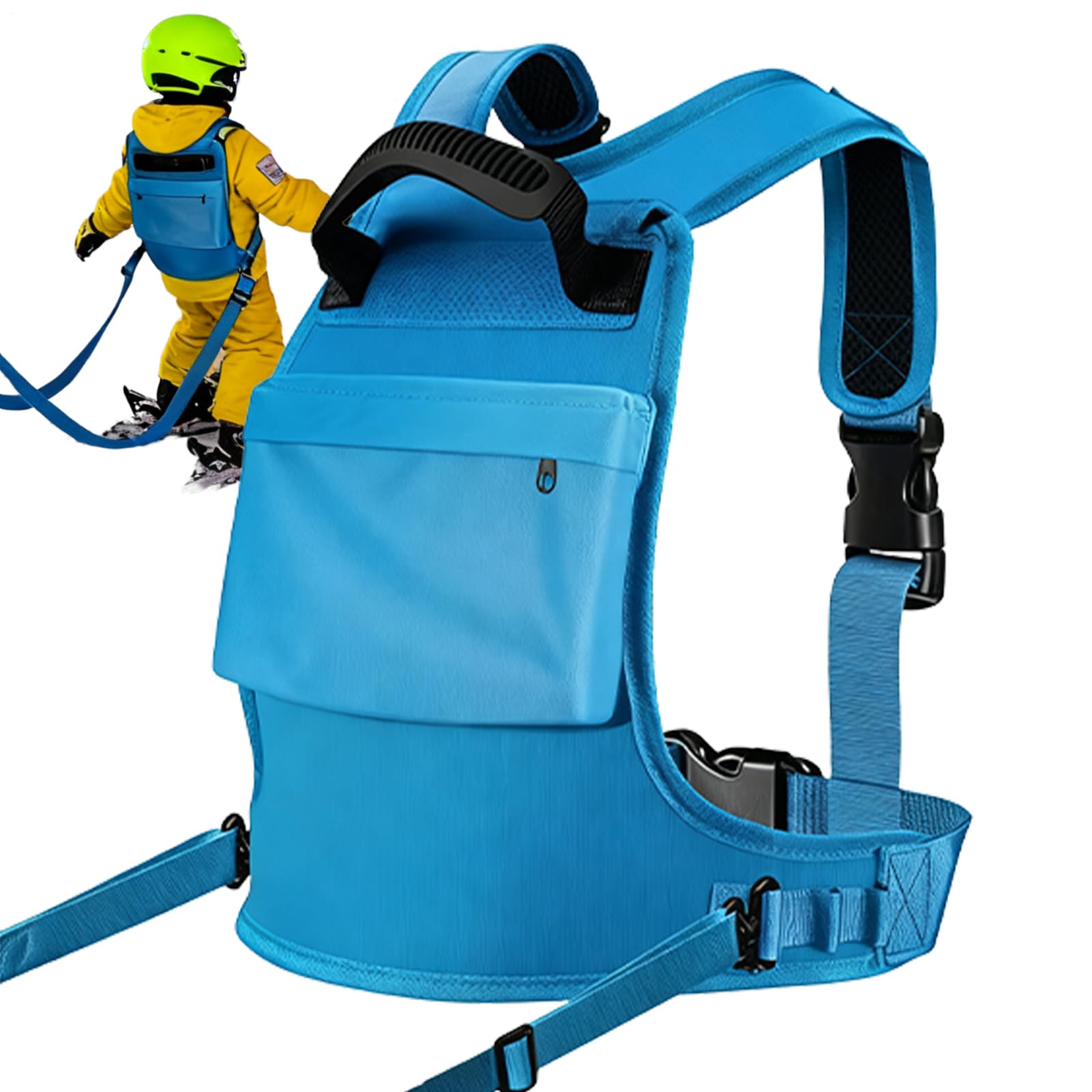 KLEHOPE Harnais Ski Enfant – Sangles Réglables 188 Cm, Ceinture Orange, Sécurité Pour Sports D’Hiver Et Jeux