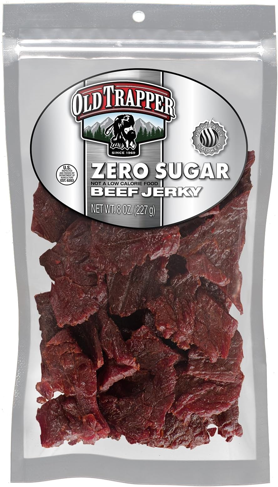 Zero Sugar Jerky | Traditional Style Real Smoked Wood | Healthy Snack Made With Round Steaks | 8 Ounce Bag
