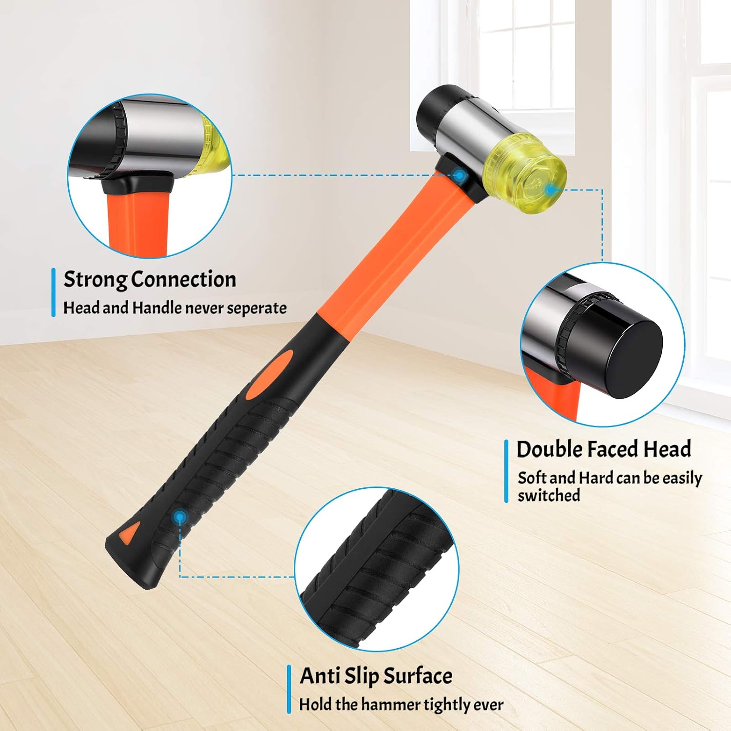 One Sight Professional Laminate Wood Flooring Installation Tools Kit with High-Strength Fiberglass Handle Mallet, Upgraded Pull Bar, Durable Tapping Block, 40 Spacers, 2 Knee Pads and 1 Backpack