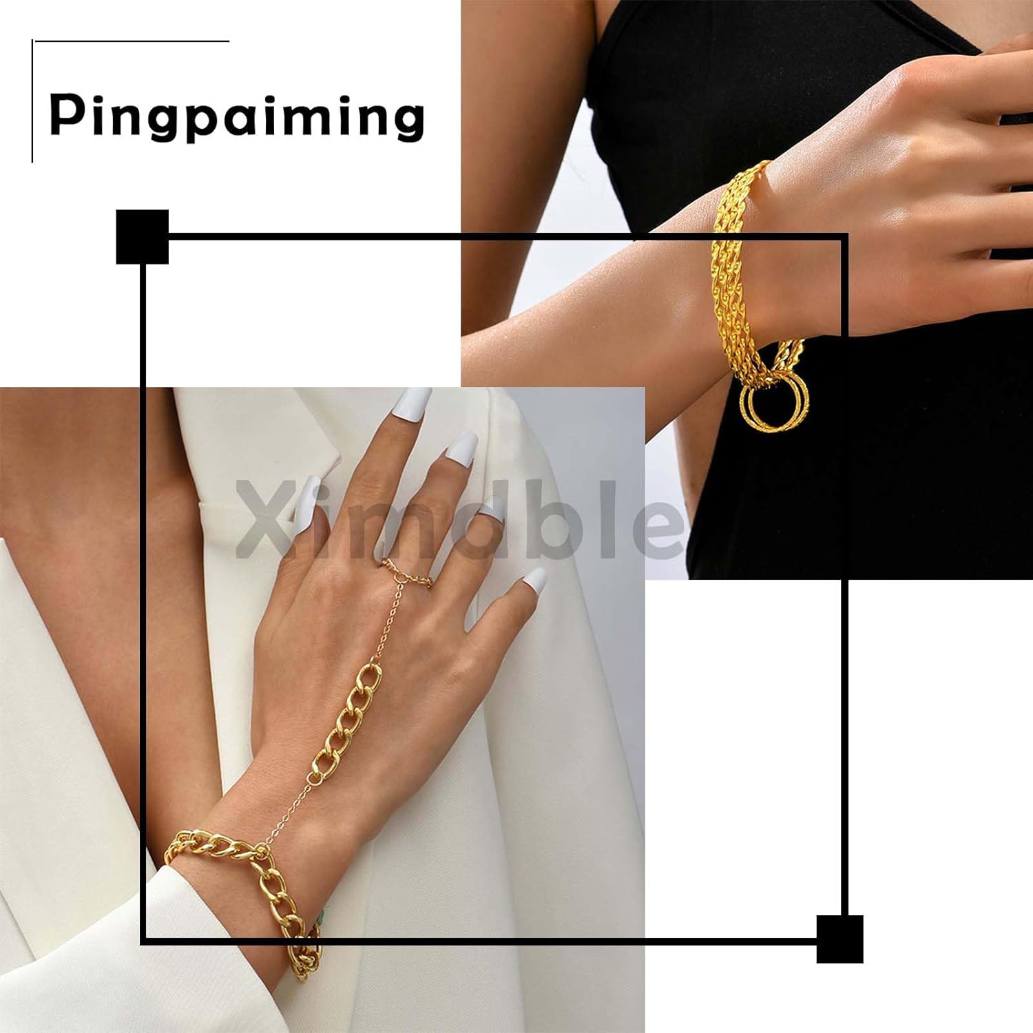 Vintage Layered Rhinestone Tennis Chain Bracelet Colorful Crystal Bracelet Multi Color Cz Bracelet Hand Chain Silver Sparkly Bride Cz Hand Chain Bracelet Jewelry for Women - Image 7