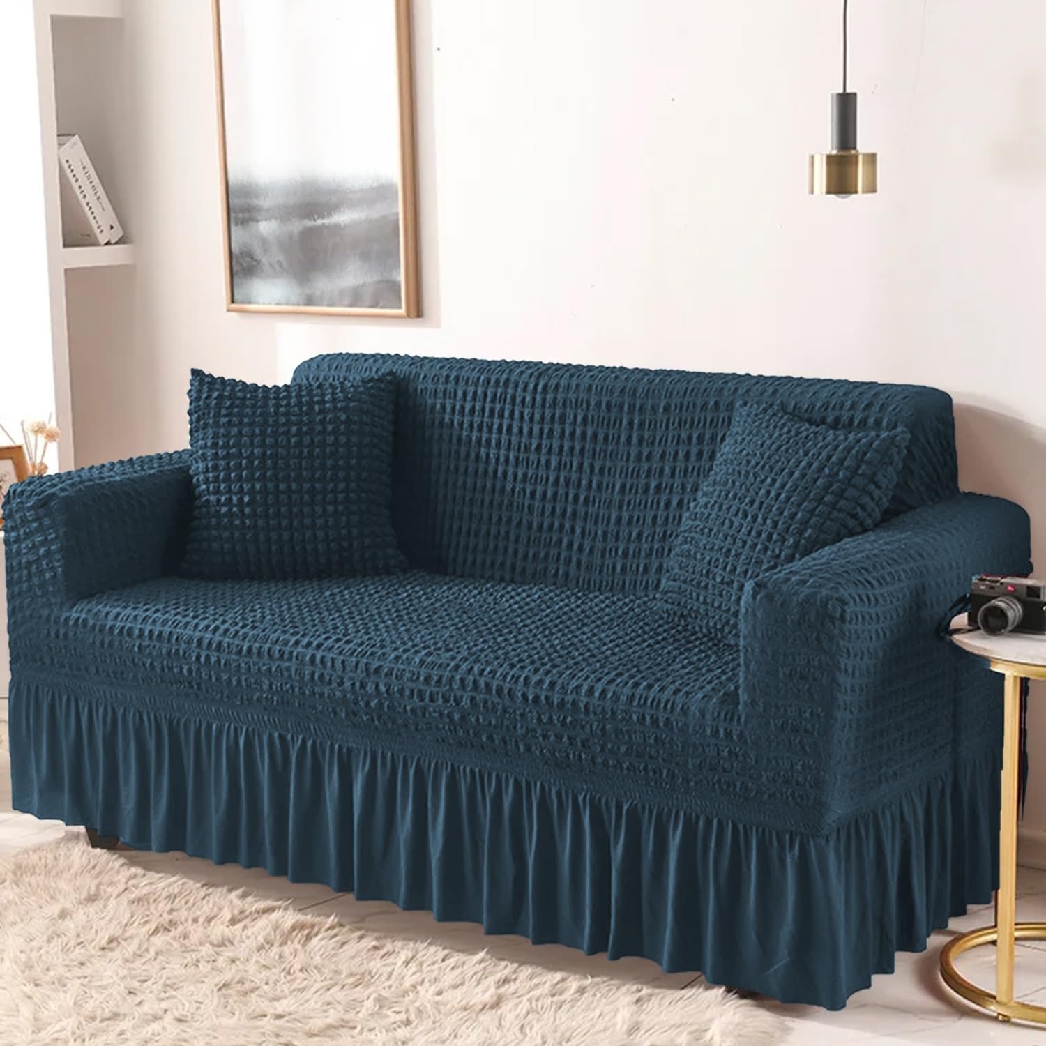Lukzer 320 GSM Stretchable 1 Seater Turkish Sofa Cover Universal Couch Protector Bubble Fabric with Frill Universal Big Elasticity Slipcover (Teal Blue/SC-103-01/70-110cm) (B0DG9CQZ31) Amazon Price History, Amazon Price Tracker