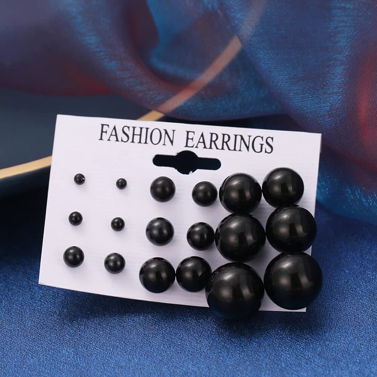 Set of 9 Silver Stud Earrings