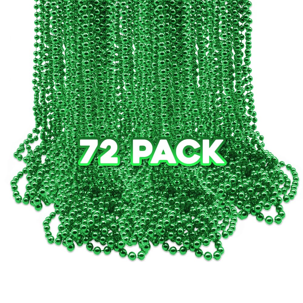 Windy City Novelties - 33" Inch Metallic Bead Necklace Bulk 72 Pack for Mardi Gras and Celebrations