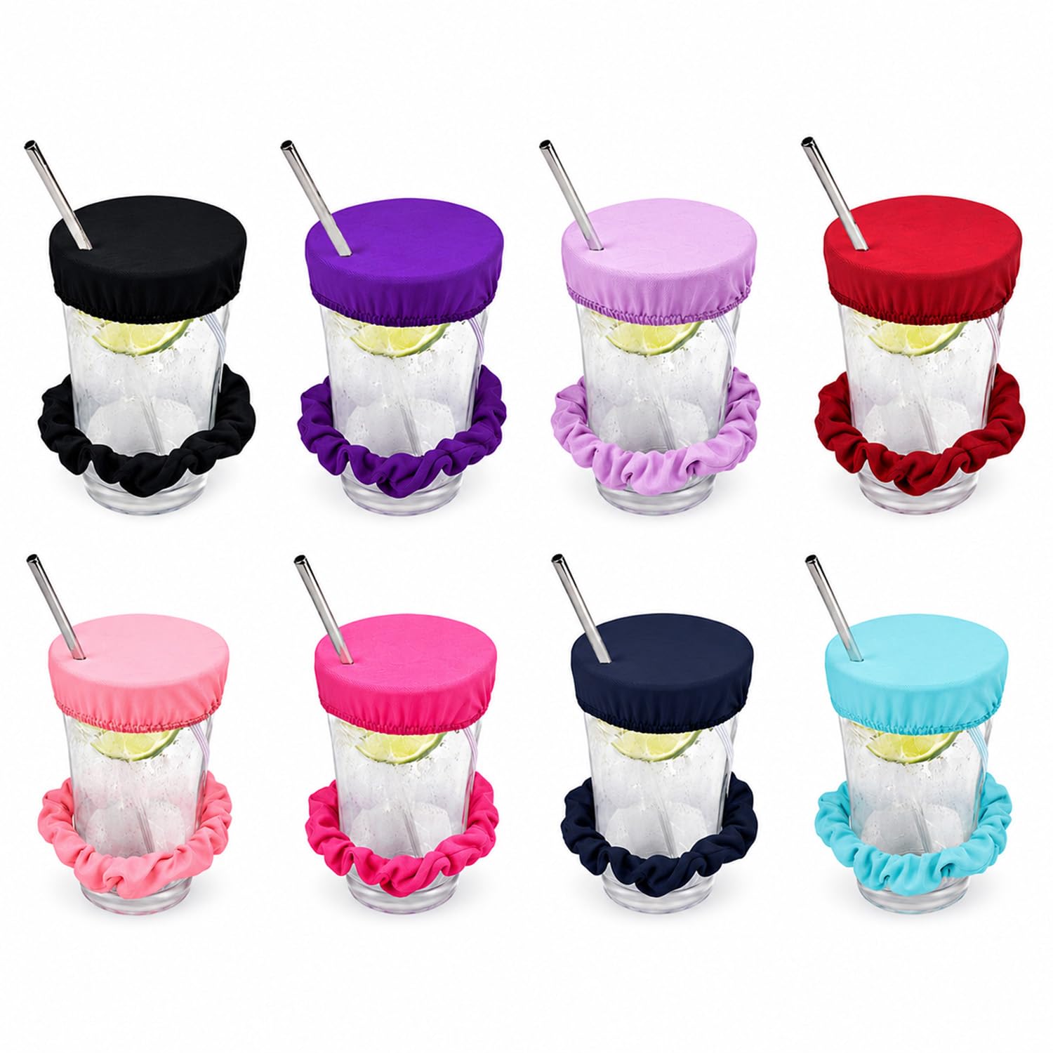 8 PCS Anti Spike Drink Covers with Scrunchie Hair Band
