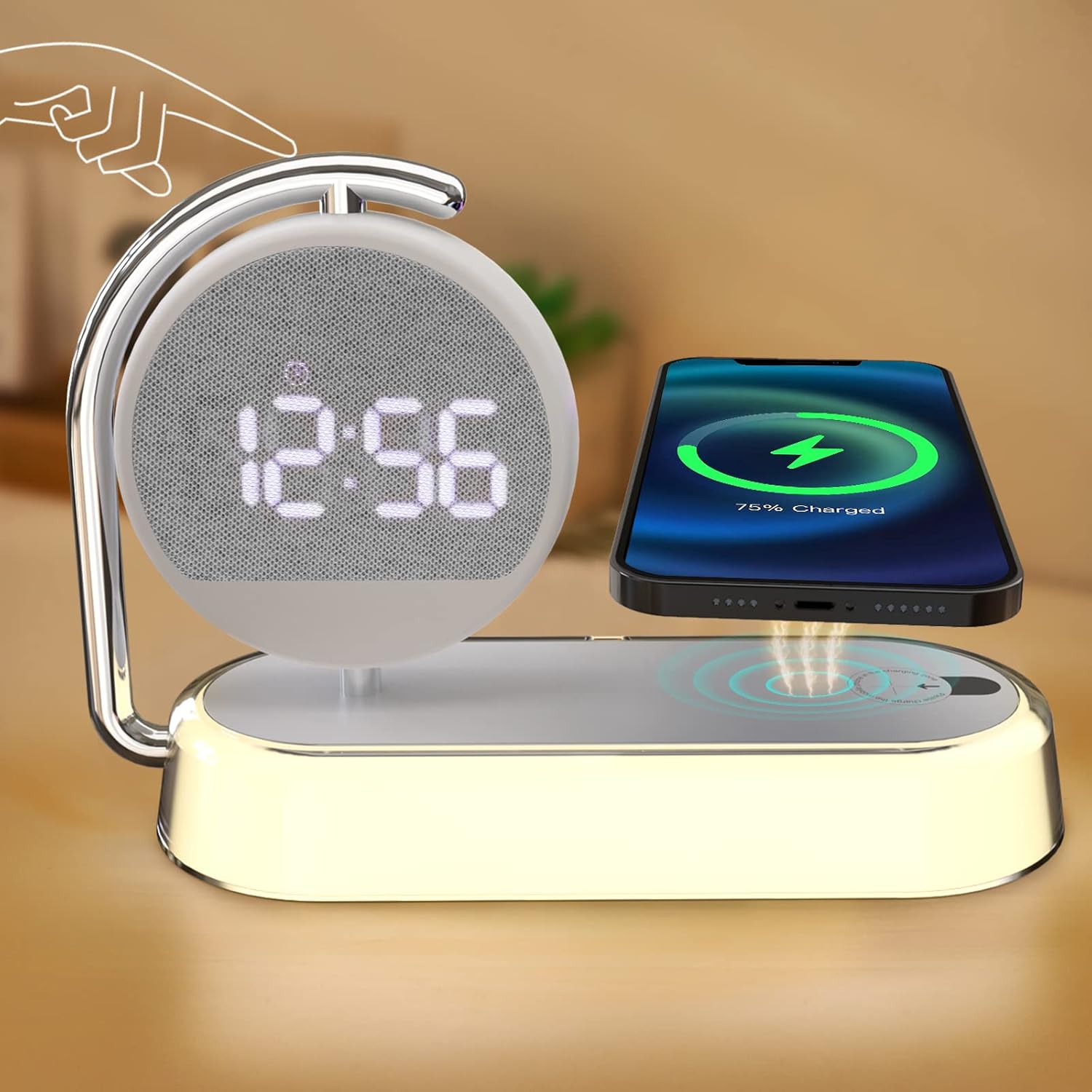 Aiscool Bedside Lamps with Wireless Charger, Touch Lamp Bedside with
