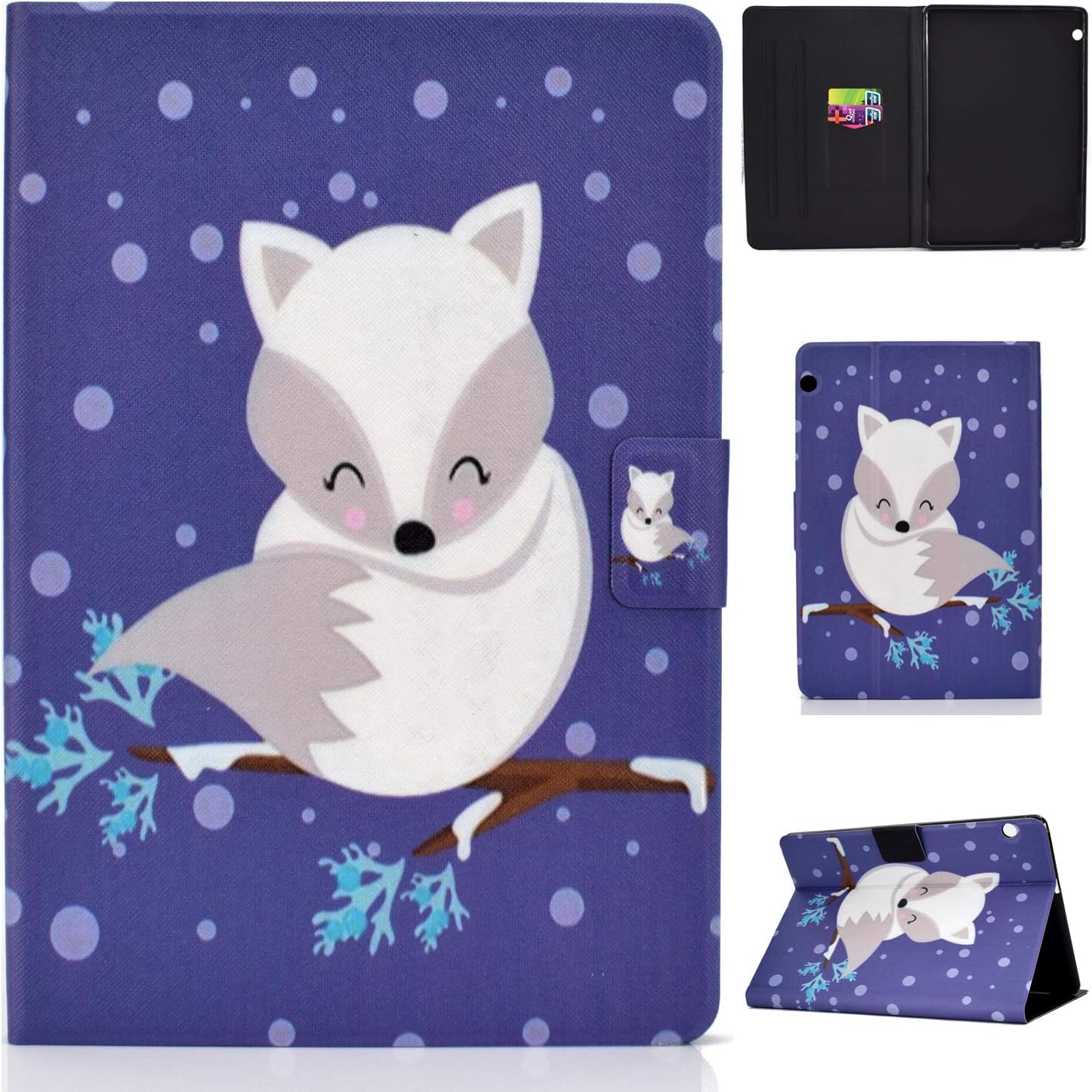Huawei MediaPad T5 10 10.1 inch 2018 Tablet Case - Cute Patterns Slim Lightweight Case Protective PU Leather with Card Slots for Huawei Mediapad T5 10 10.1 Inch Tablet 2018-arctic fox Huawei Mediapad T5 10 10.1 inch 2018 Tablet arctic fox