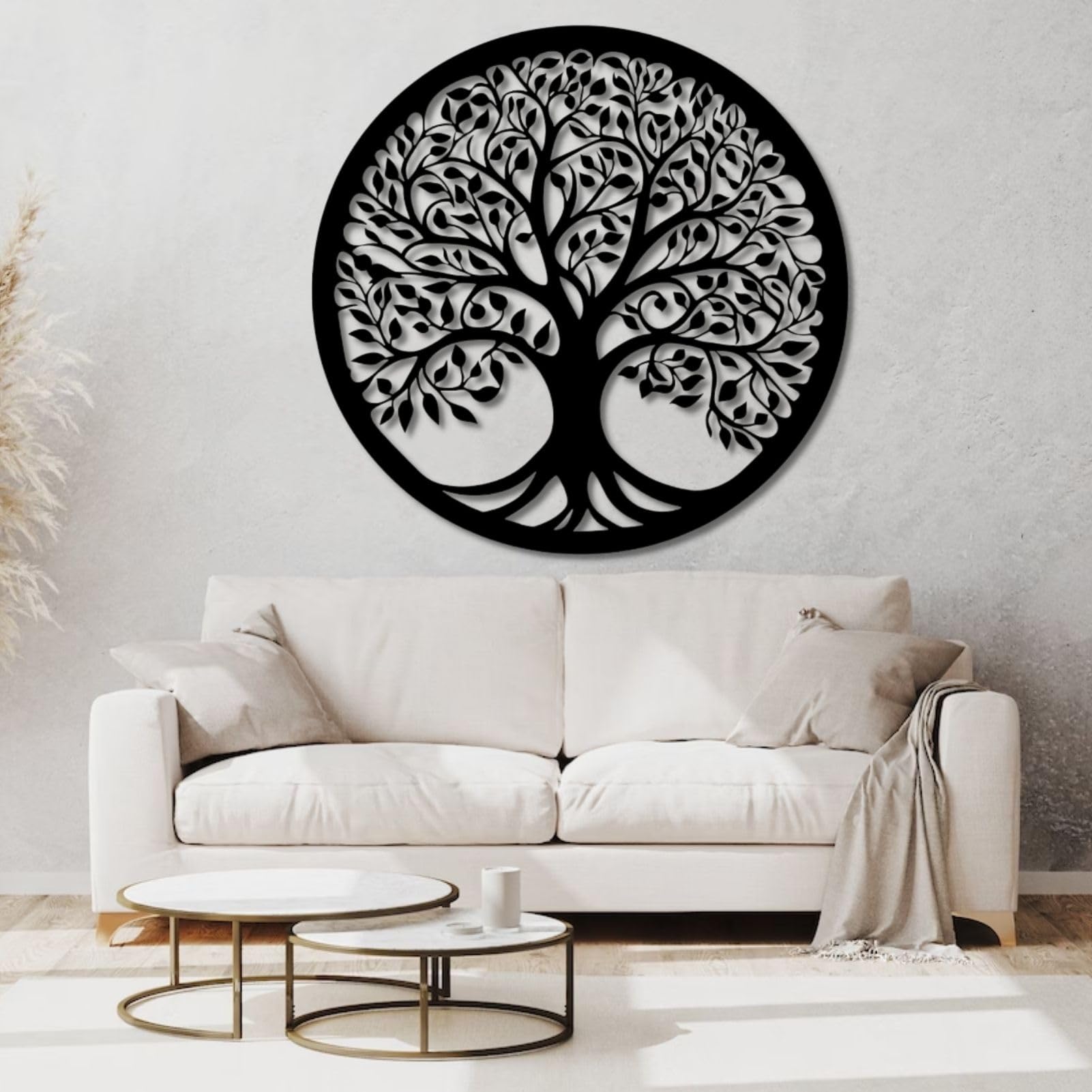 Arte de pared de árbol de la vida, decoración de pared de árbol de la vida, arte de pared de árbol de metal, decoración de pared de árbol genealógico, decoración de pared de metal negro grande para