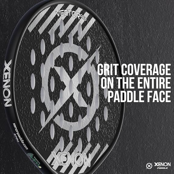Vector Pro Spin Max Version 2 Platform Tennis Paddle by Xenon Paddle, Oversize Head, Even Balance Point, Medium Firmness Foam Core, Power and Control, 4.25 Grip, Black