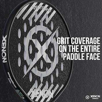 Vector Pro Spin Max Version 2 Platform Tennis Paddle by Xenon Paddle, Oversize Head, Even Balance Point, Medium Firmness Foam Core, Power and Control, 4.25 Grip, Black