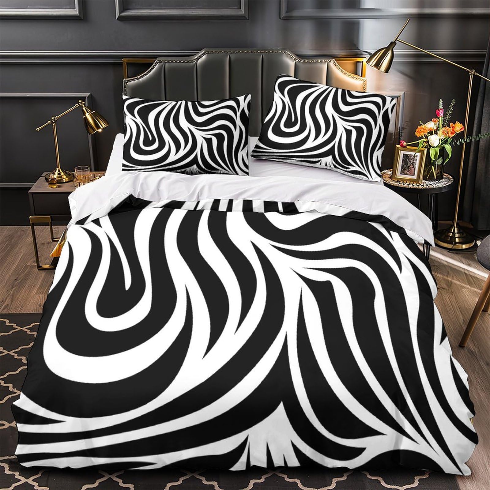 Parure de lit Yorkshire 220x240 cm avec housse de couette en microfibre 3D pour lit king size