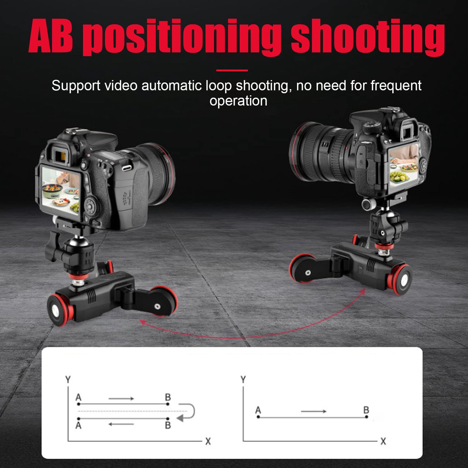 Yunseity 3 Ruote Camera Slider, App Telecomando Motorizzato Camera Video Slider, Time Lapse Slider, Compatibile con Fotocamera DSLR, Videocamera, Telefono