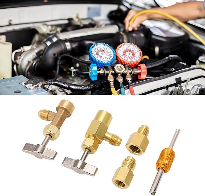 Kit de Válvula de Grifo Autosellante R134A con Adaptadores para Reparación de Aire Acondicionado miniatura 9