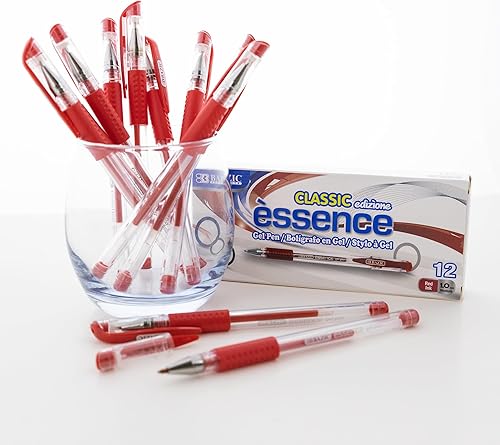 Miniatura 5 de BAZIC Essence - Bolígrafo de gel de punta media de 0.039 in, tinta de gel roja, agarre cómodo, escritura suave, 12 unidades, 1 paquete