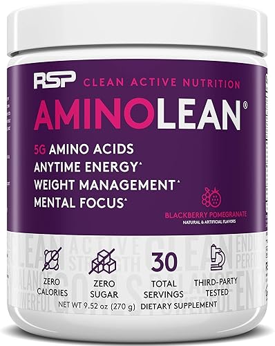 Miniatura 2 de RSP NUTRITION AminoLean Energía preentrenamiento (granada BlackBerry 30 porciones) con recuperación AminoLean después del entrenamiento Boost