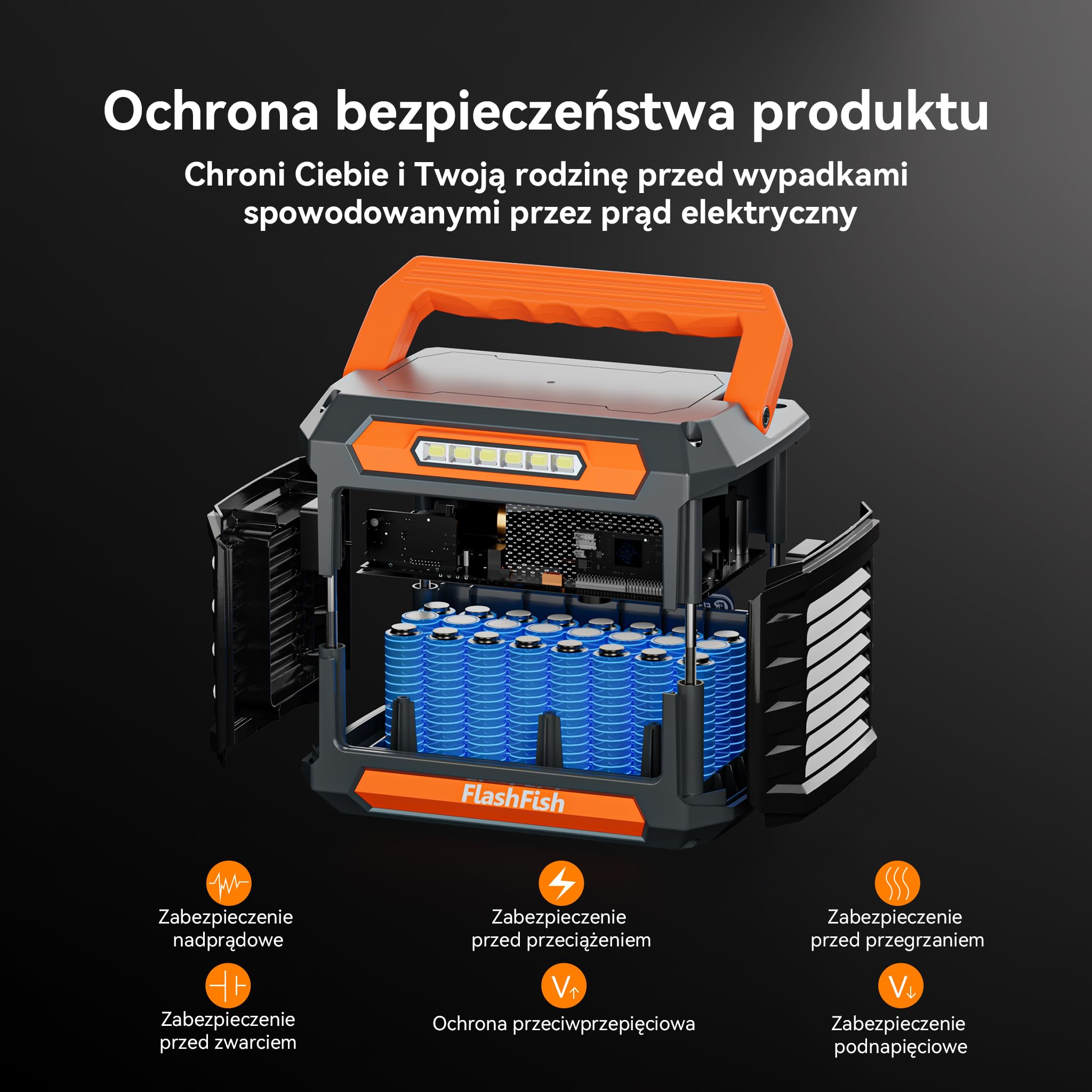 Przenośna elektrownia FlashFish 144,3 Wh z panelem słonecznym 60 W, generatorem słonecznym 200W z oświetleniem 230V AC/typ C/LED, akumulatorem zapasowym do biwakowania, podróży i zasilania awaryjnego
