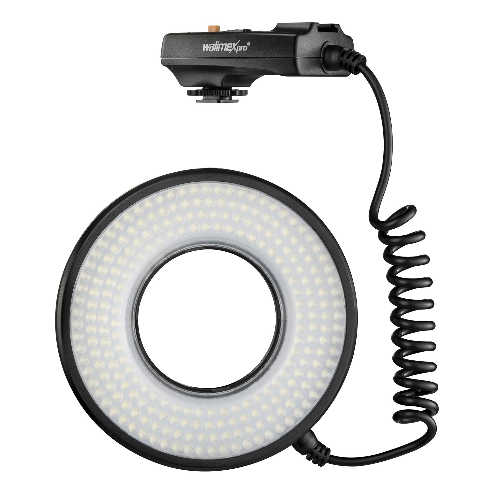 Walimex pro Macro LED Ringlicht DSR 232, Ringleuchte 14 W mit 232 LEDs, stufenlos dimmbares Videolicht
