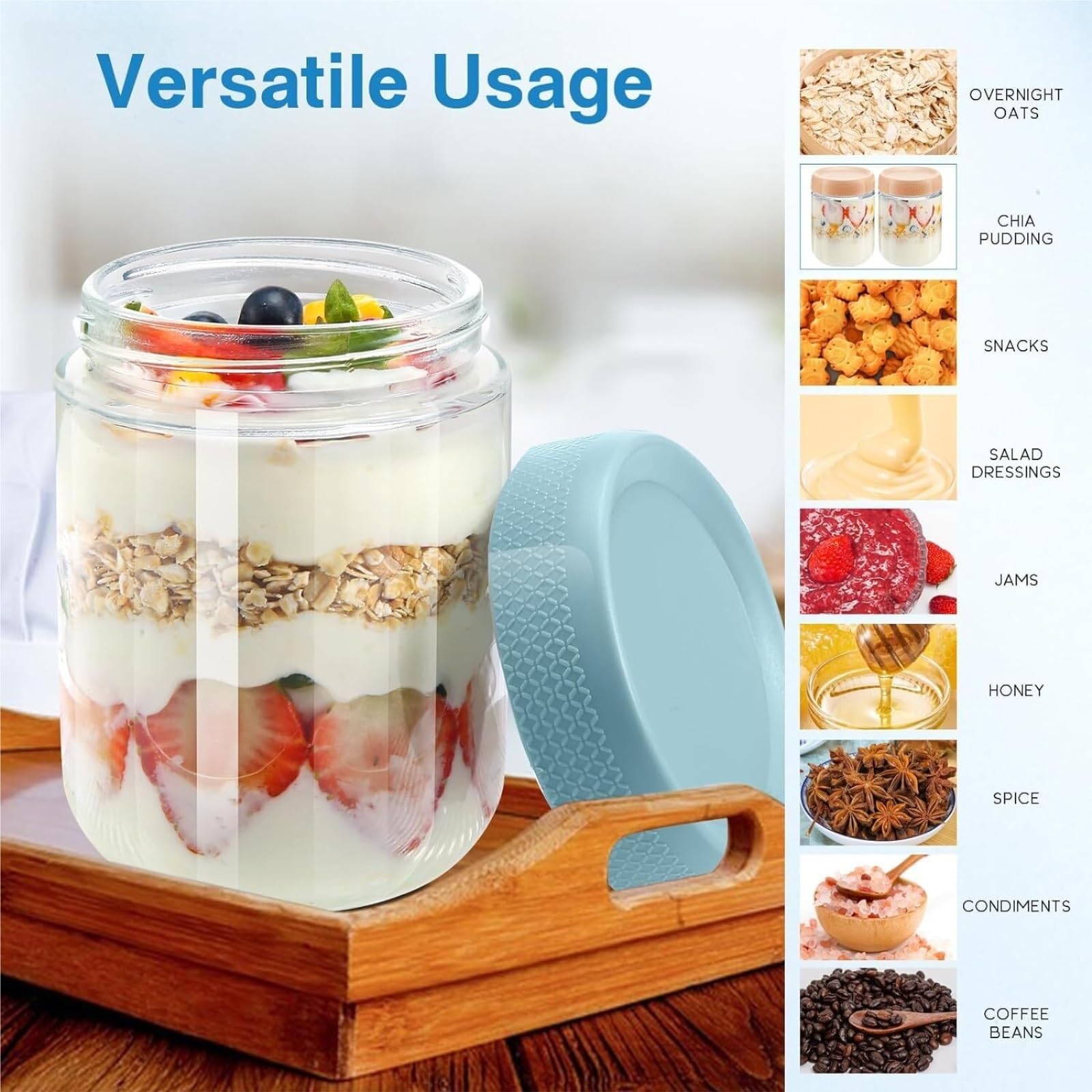 Vorratsgläser - Küche Luftdicht 4er-Set Behälter Aus Glas Mit Schraubdeckel For Overnight Oats Vorratsdosen