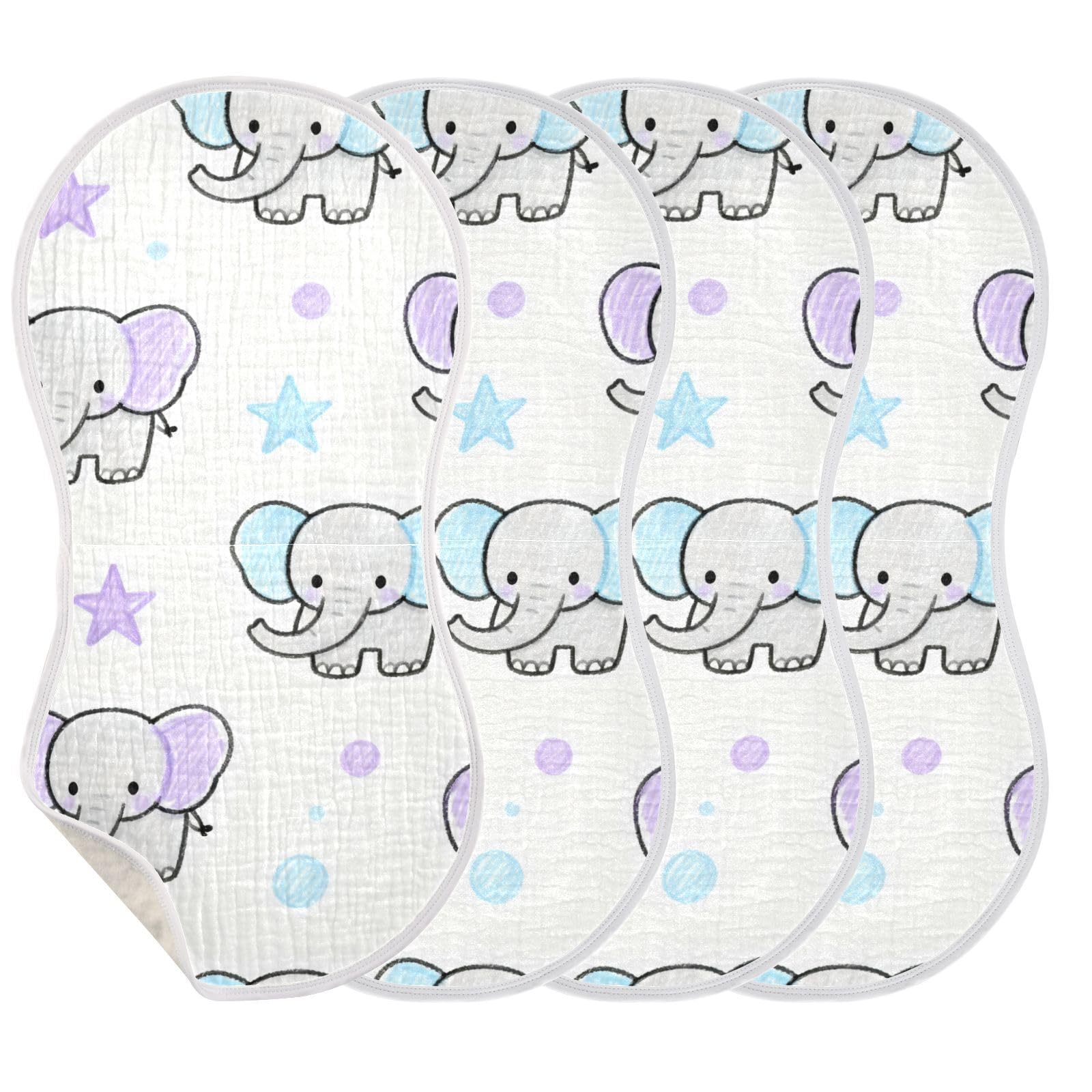 Bavoirs en coton grand format contre les régurgitations de bébé violet lot de 4