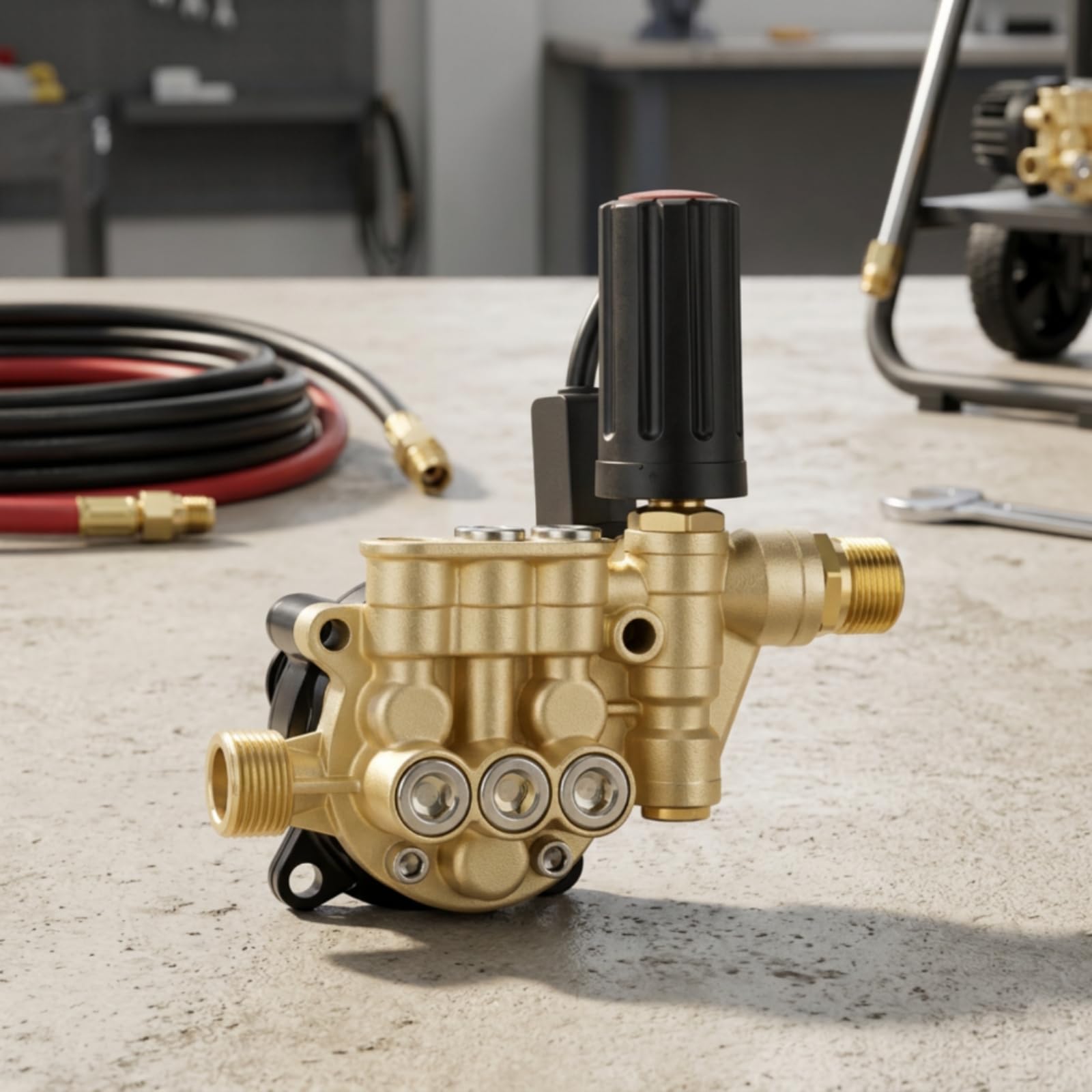 Tête Pompe Nettoyeur Haute Pression Électrique Tête à 12 Pistons Réglable pour Lavage Auto, Pompe À Piston 12 Réglable