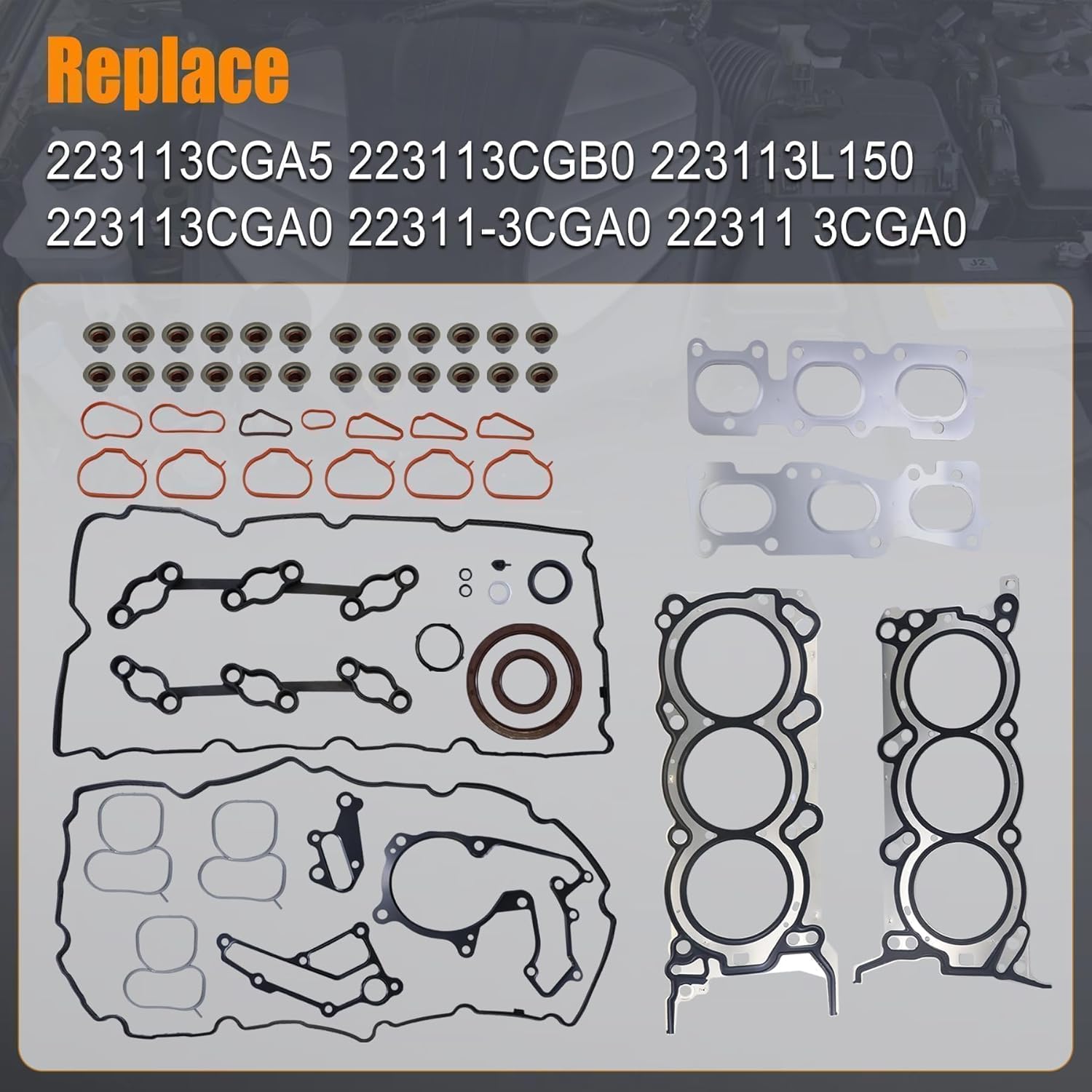 3.3L 3.5L Engine Head Gasket Set Cylinder Head Gasket Kit For Kia Sedona Sorento Cadenza 2011-2020 For Hyundai Azera Santa Fe 2010-2019 V6 2010-2019 Replace 223113CGA0 22311-3CGA0 22311-3CGA5