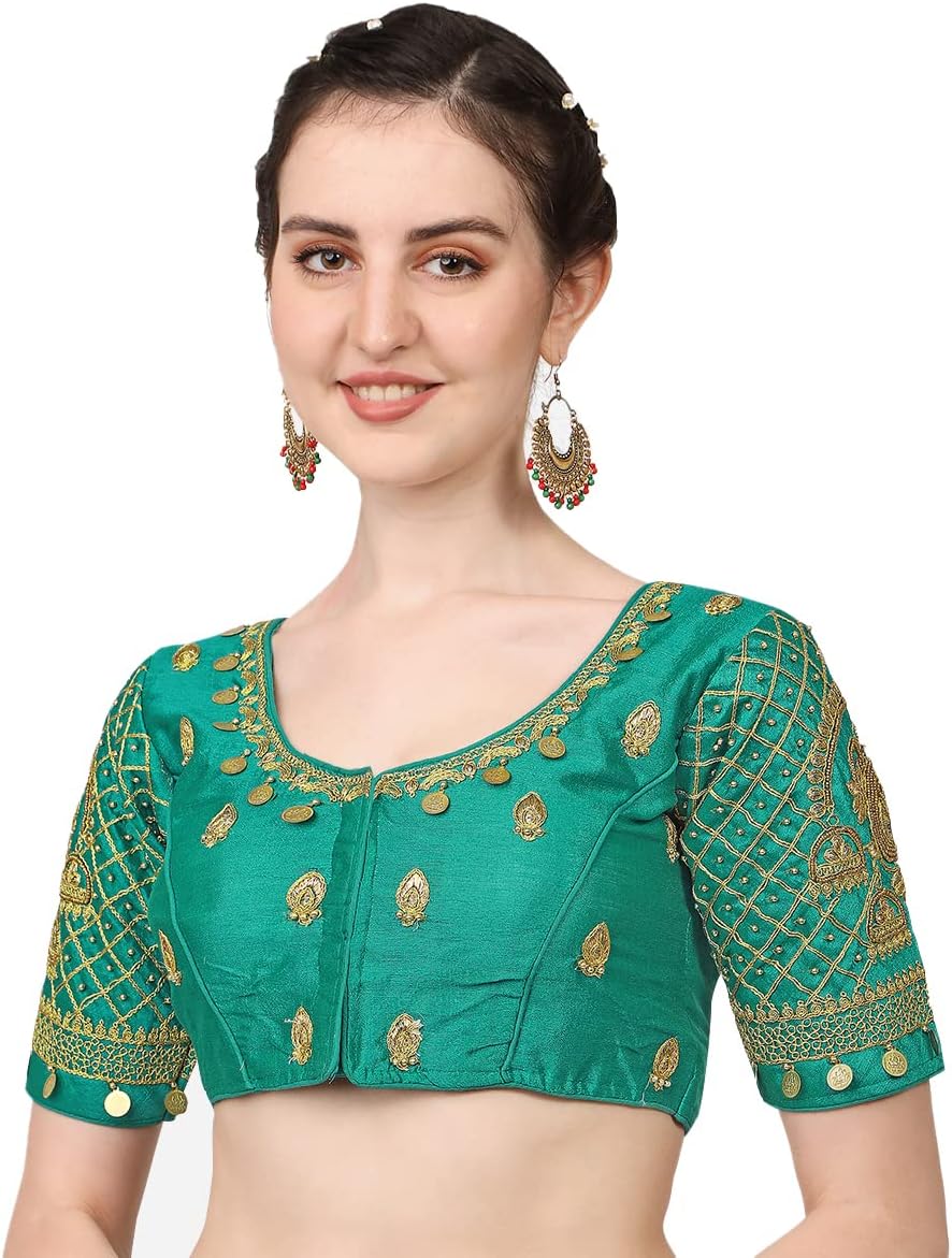 Women's Phantom Silk Embroidery Maggam Work Ready-Made Blouse