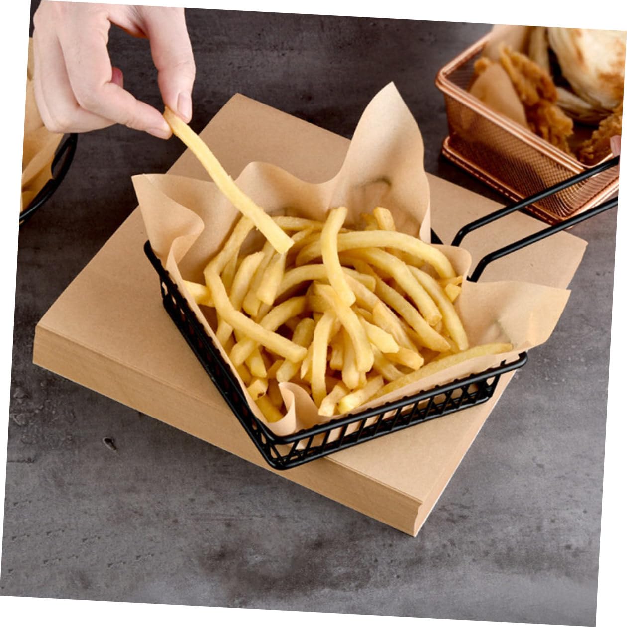 500 Fogli Carta da Forno in Carta Kraft Antiaderente Assorbente per Olio Resistente al Grasso per Fritti e Cibi da Asporto Stile Americano