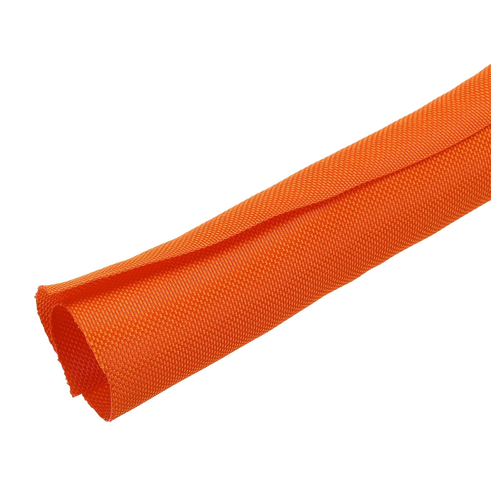 sourcing map Braided Wire Loom, 7ft(2 m) - 1 1/4"(32mm) Wire Split Braided Cable Management Sleeve Automotive Woven Mesh Split Loom Tubing for Multi-Cable Management, Orange