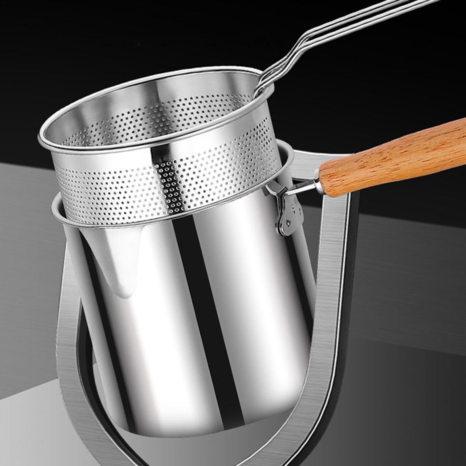 Stainless Steel Oil Filter Vaso, 2 in 1 Oil Strainer Fryer, Ampia Capacity Oil Vaso, Filtro Grease Contenitore, Kitchen Oil Filter Vaso, Stainless Oil Strainer, Filter per Frying and Cooking