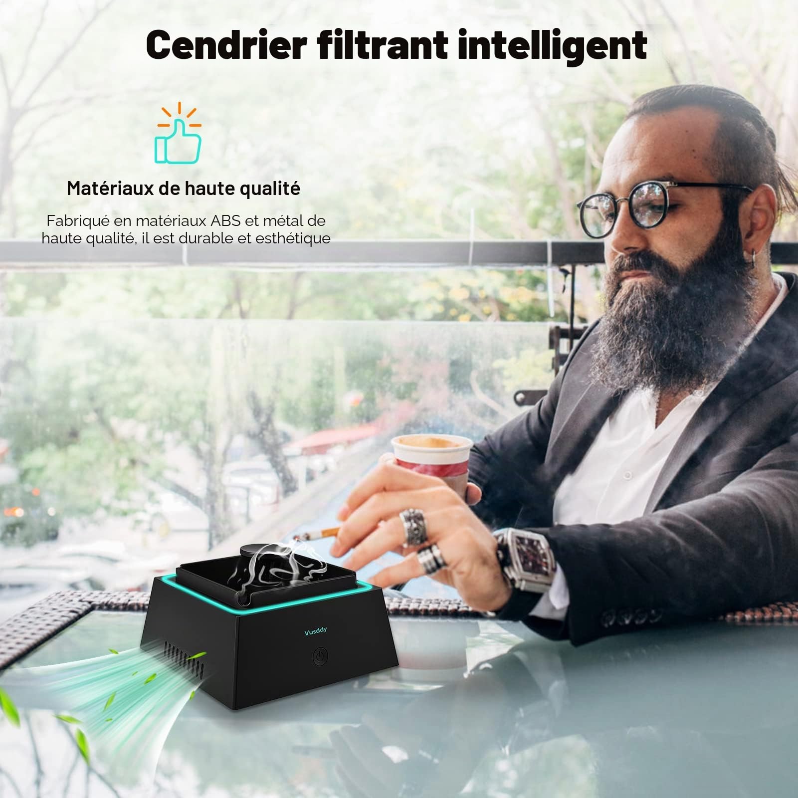 Cendrier D'Aspiration Sans Fumée 2 En 1 Avec Purificateur D'Air - Portable Avec Filtre Pour La Maison, Voiture, Bureau - Nettoyeur De Fumée Pour Cigarettes à L'Intérieur
