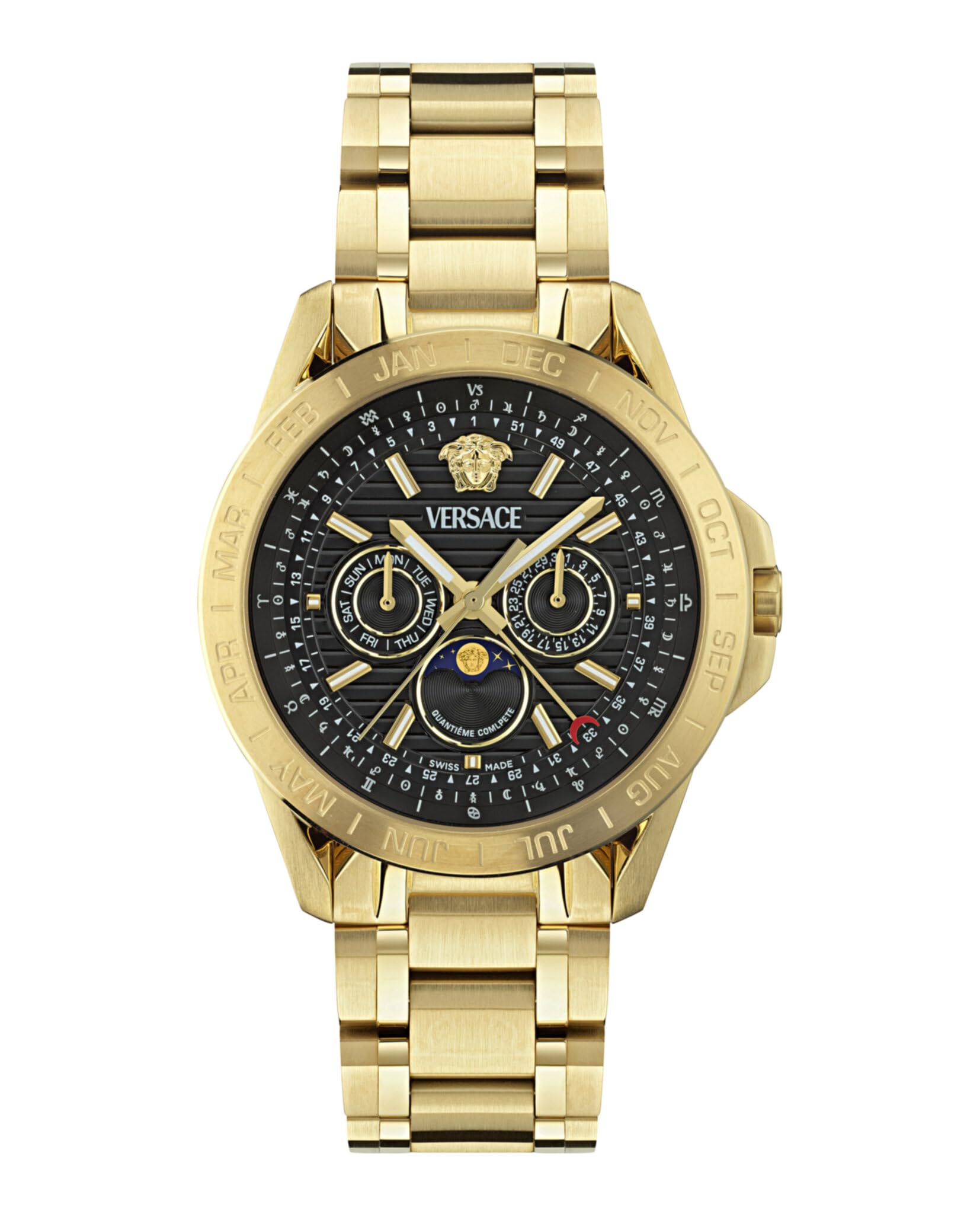 Versace Gold Mens Multi Dial Watch Galaxy Moonphase VE0K00425