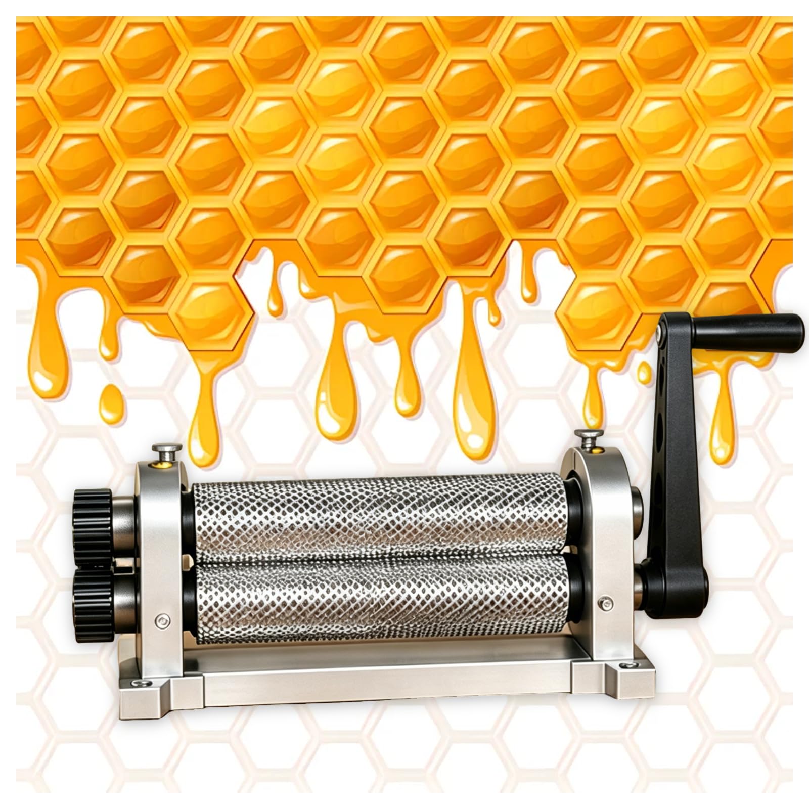 KUSOLE Manual beeswax foundation machine – honeycomb embossing press; beekeeping equipment for making wax foundation sheets; available in three sizes. 5.1mmaperture