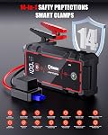 Jump Starter, 5000A Car Battery Booster Pack, Jump Box Battery Booster with 3 Modes Flashlight, 14 Protections Safety Jump Cables,3-in-1 Emergency Light and Golves