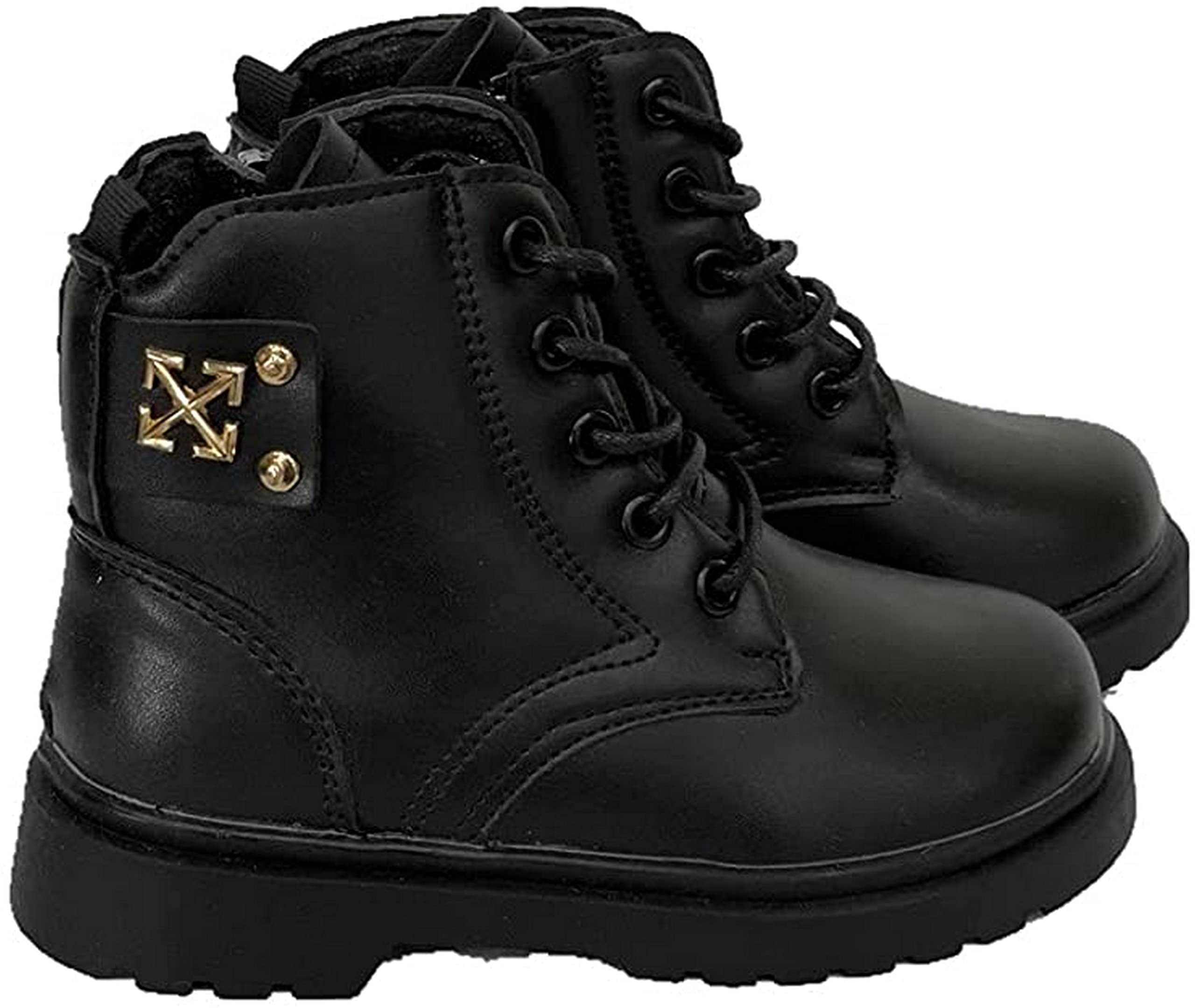 Forever Young Girls Black Chelsea Biker Boots Lace Up Zip Ankle Boots Shoes