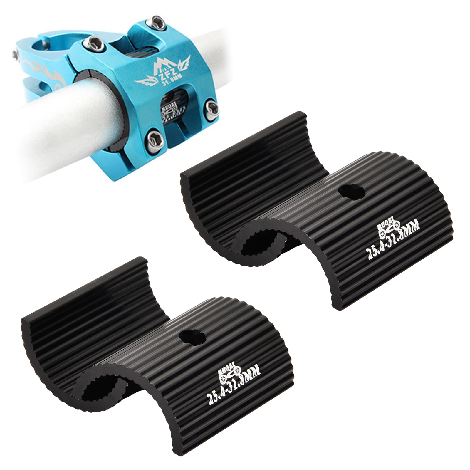 Lunaanda 2 Pair Bike Handlebar Shim, Shim for Stem 25.4 to 31.8 mm, Handlebar Adapter Reducer Clamp Spacer, Bicycle Handlebar Conversion Shims, for Road Bike, Mountain Bike (Black)