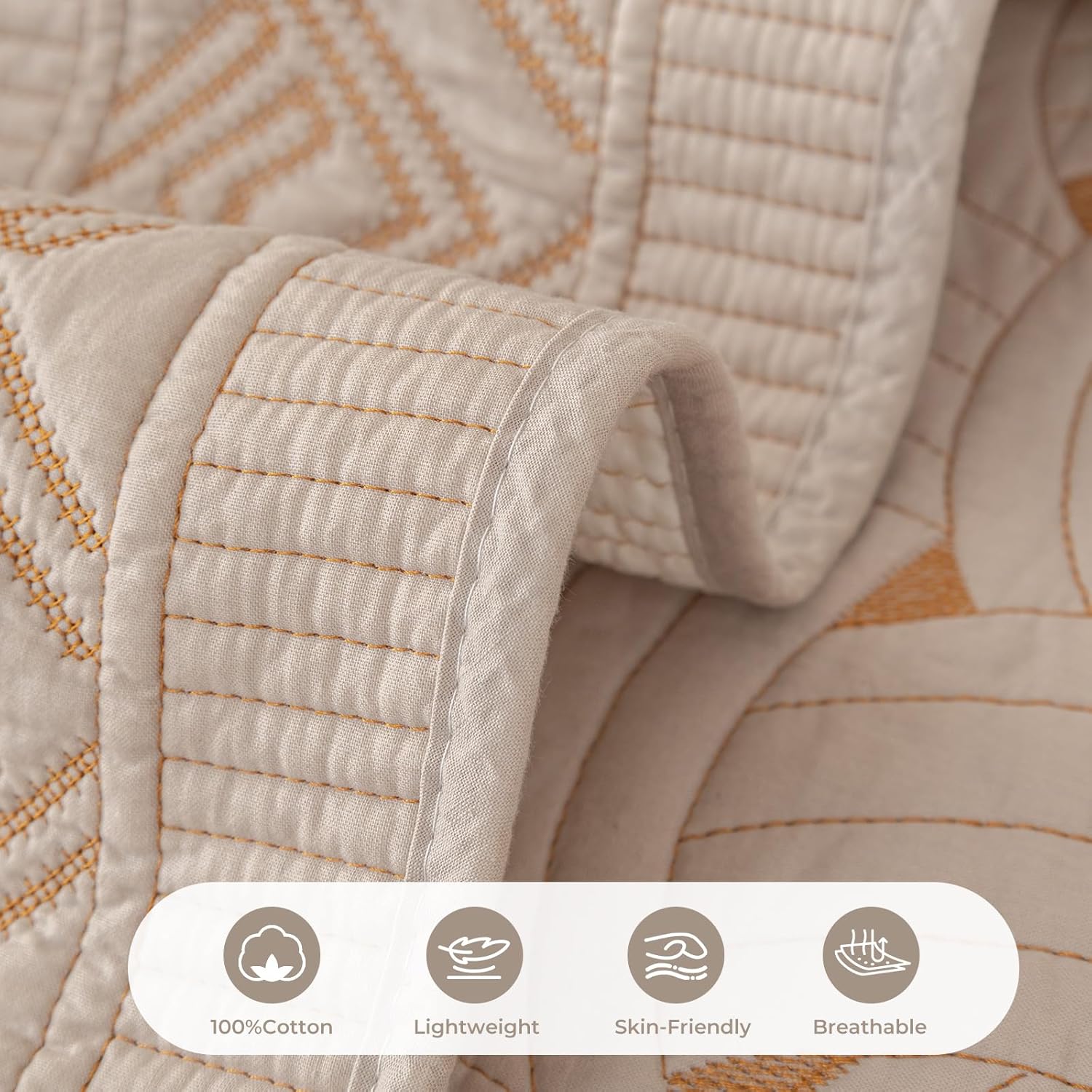 vctops Solid Color Cotton Quilted Sofa Couch Cover Weave Pattern Soft Sectional Couch Covers Embroidery Non-Slip Sofa Slipcover for Dogs, Children, Pets Furniture Protector (Khaki,28"x70")