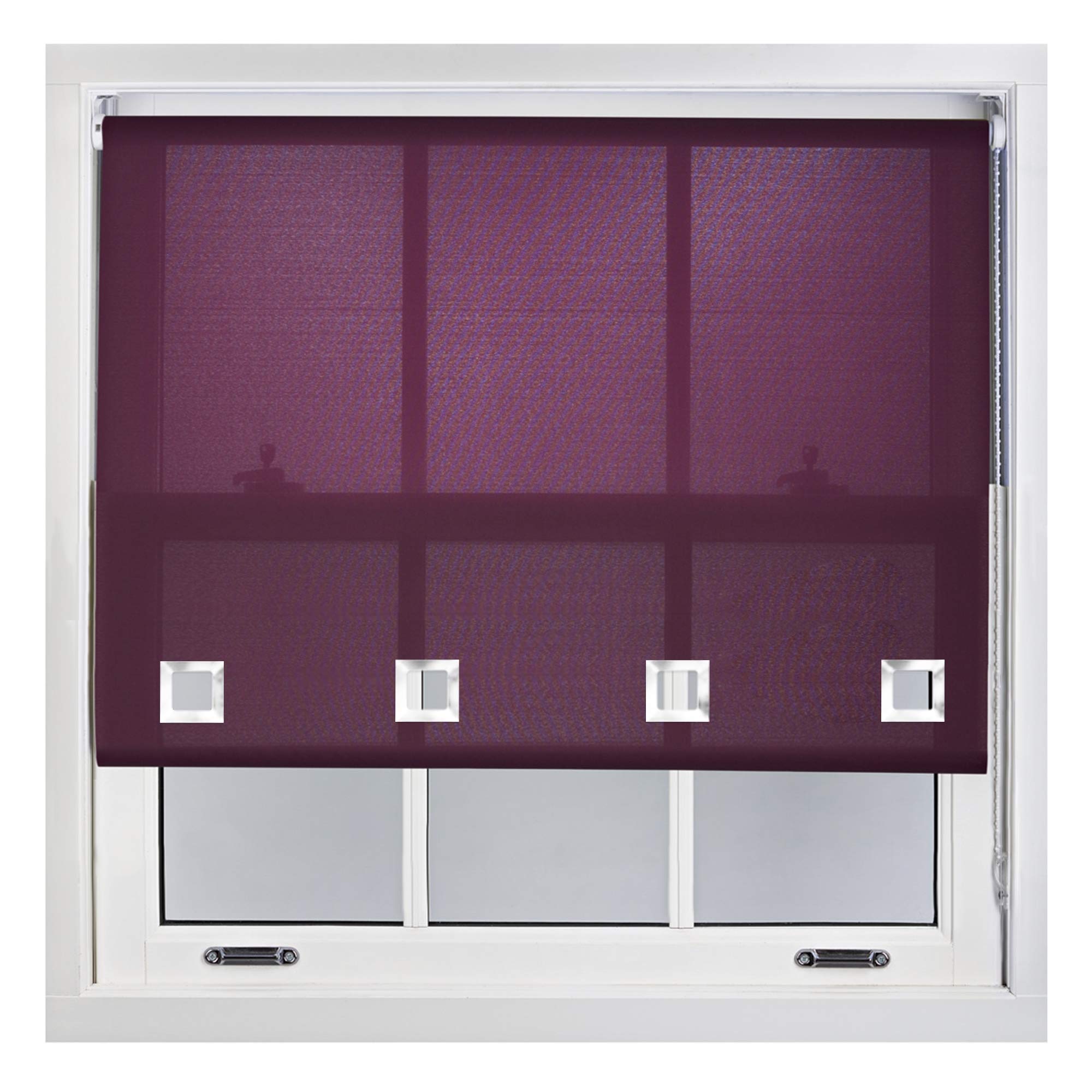 FURNISHED Daylight Roller Blinds with Large Square Eyelets - Made to Measure - Aubergine 240cm x 165cm