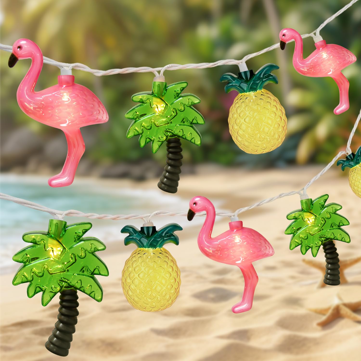Photo 1 of PASUTO Flamingo Pineapple Palm Tree String Lights, 10 LED, 8.5ft