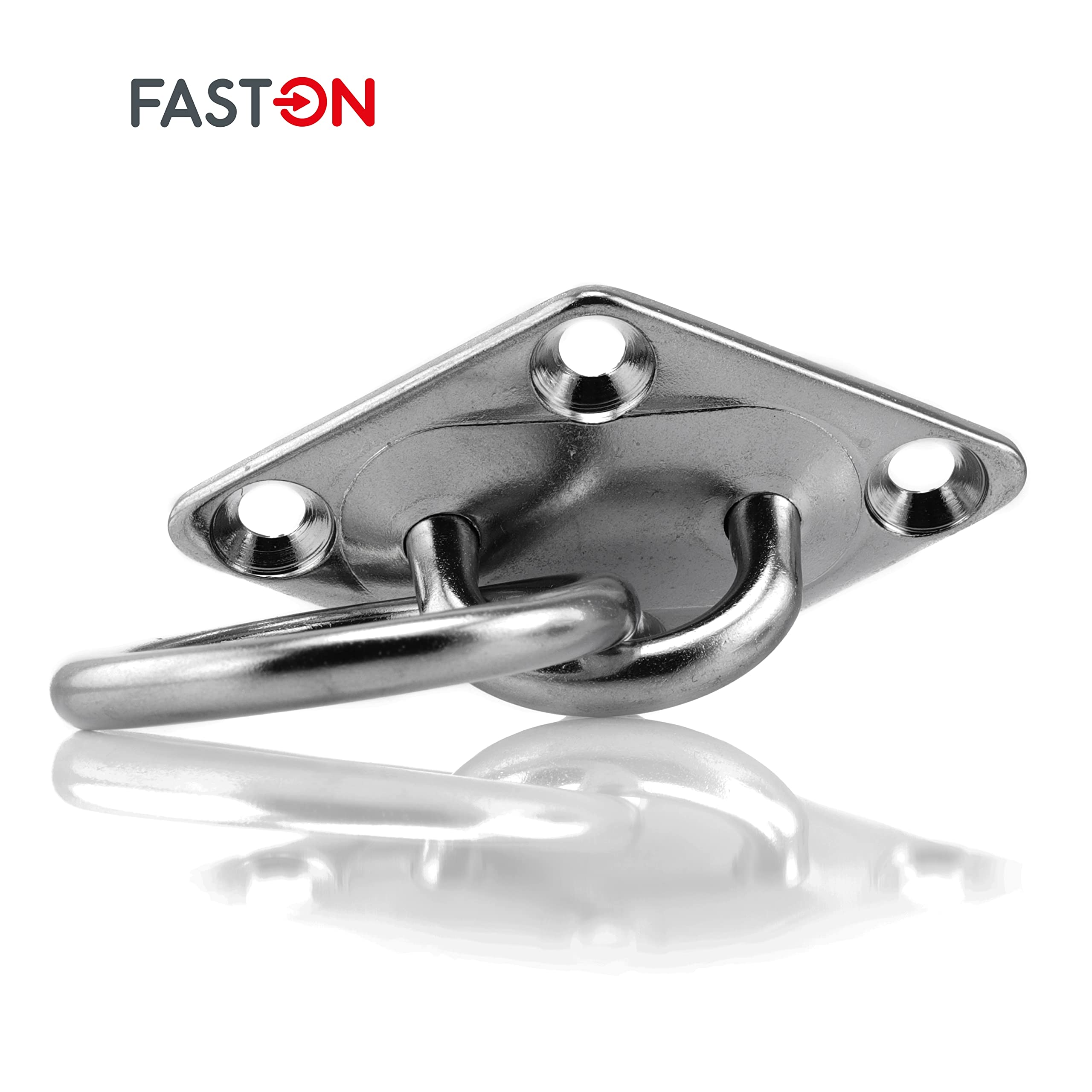 FASTON® Augplatte mit Ring Raute Form 80 mm Edelstahl A2 V2A (10 Stück) Befestigungshaken Decksplatte Diamant Form Wandöse Wandhaken Ösenplatte Wandbefestigung Zurröse