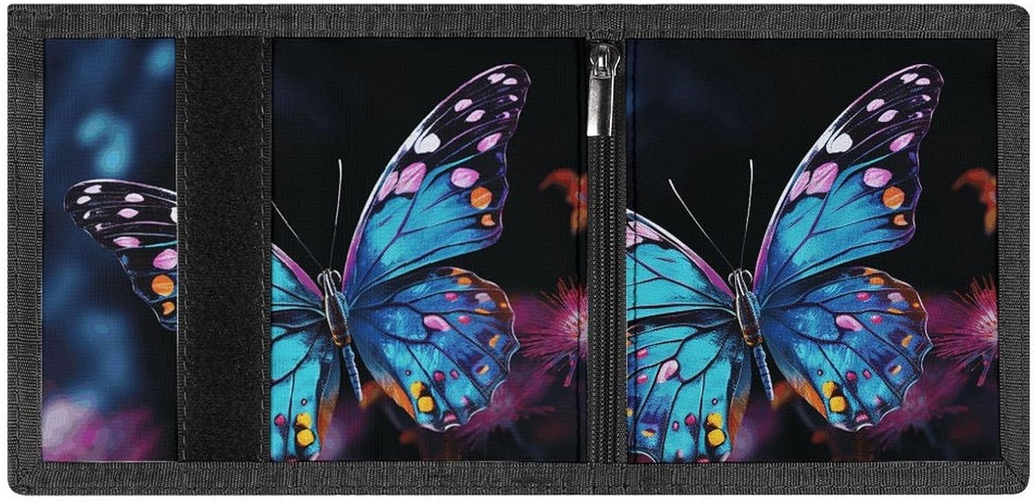 Charming Butterfly Trifold Wallets Slim Wallet Novelty Pocket Purse Multiple Card Slots Outdoor Travel Wallet Stylish Durable Wallets For Men Women