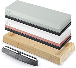 Sharpening Stone Whetstone with Angle Guide Non-Slip Bamboo Base grit 400 1000 3000 8000 Knife Sharpeners Professional 2-in-1 Wetstone for Sharpening Knives