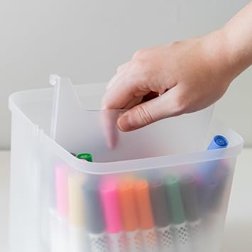 Iris Ohyama, Portable Plastic Storage Compartment Box with Handle, 25L, Clear, Snap-Tight Latch, 4 Removable Inner Cups and 4 Dividers, For Craft Supplies, Hobby, Art, Organizer, Box, BPA Free, DCB-4