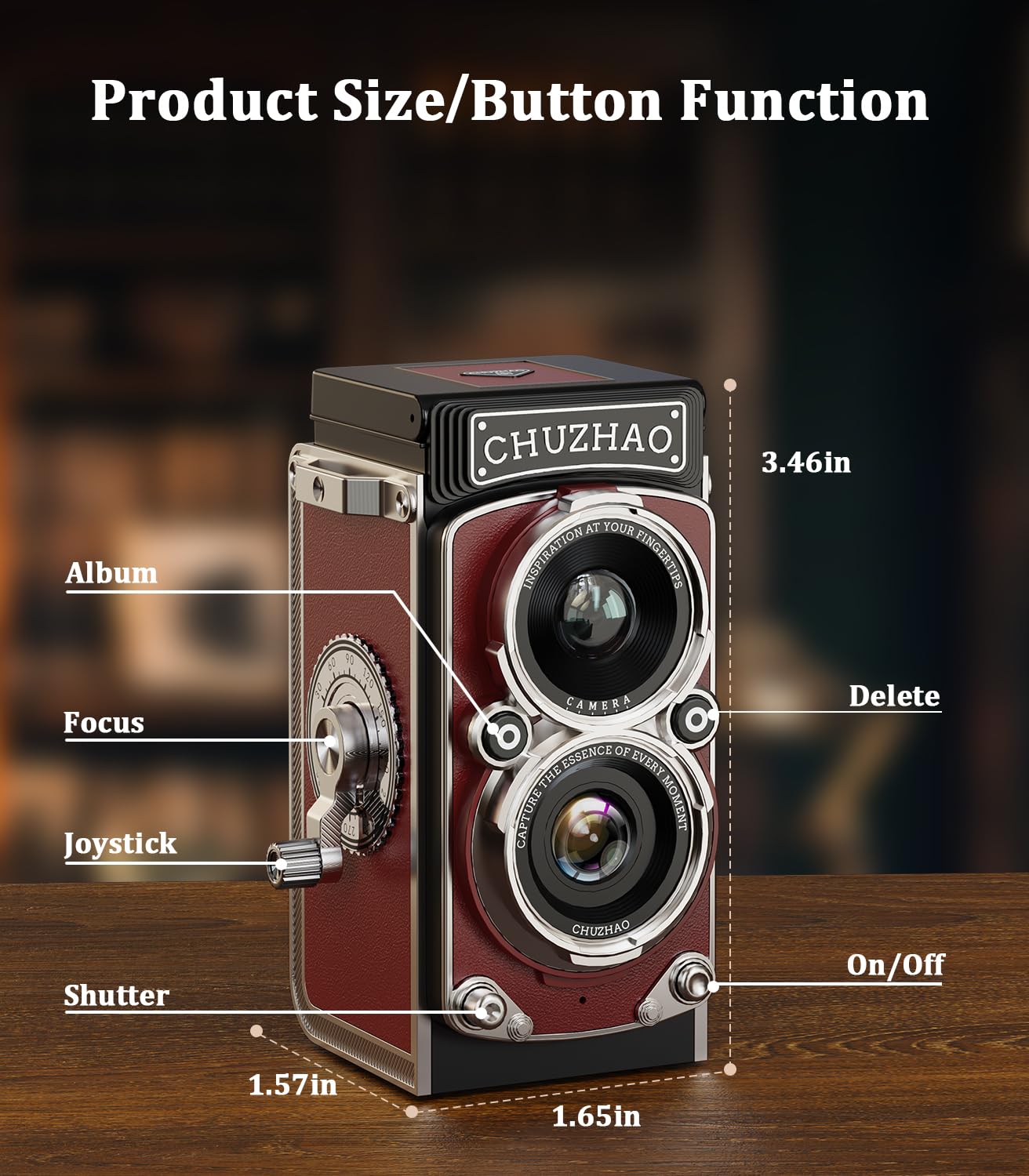 CHUZHAO Digital Camera Retro: Portable TLR Style Twin-Lens Vintage Camera - Image 3