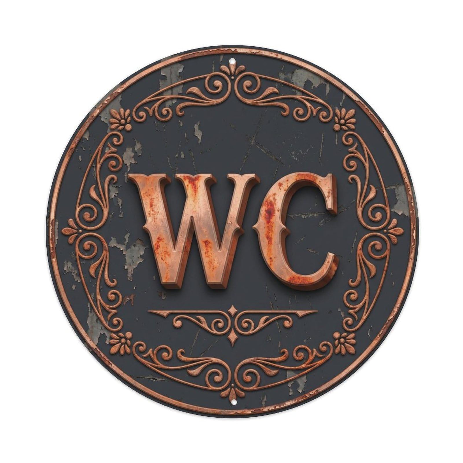 Fqcyn Style Toilet （Wc） Retro Weathered Restroom Wall Emblem Metal Tin Sign Plaque Wall Decor For Cafe, Club Bar, Office, Home Garden Round Metal Poster 8X8inch