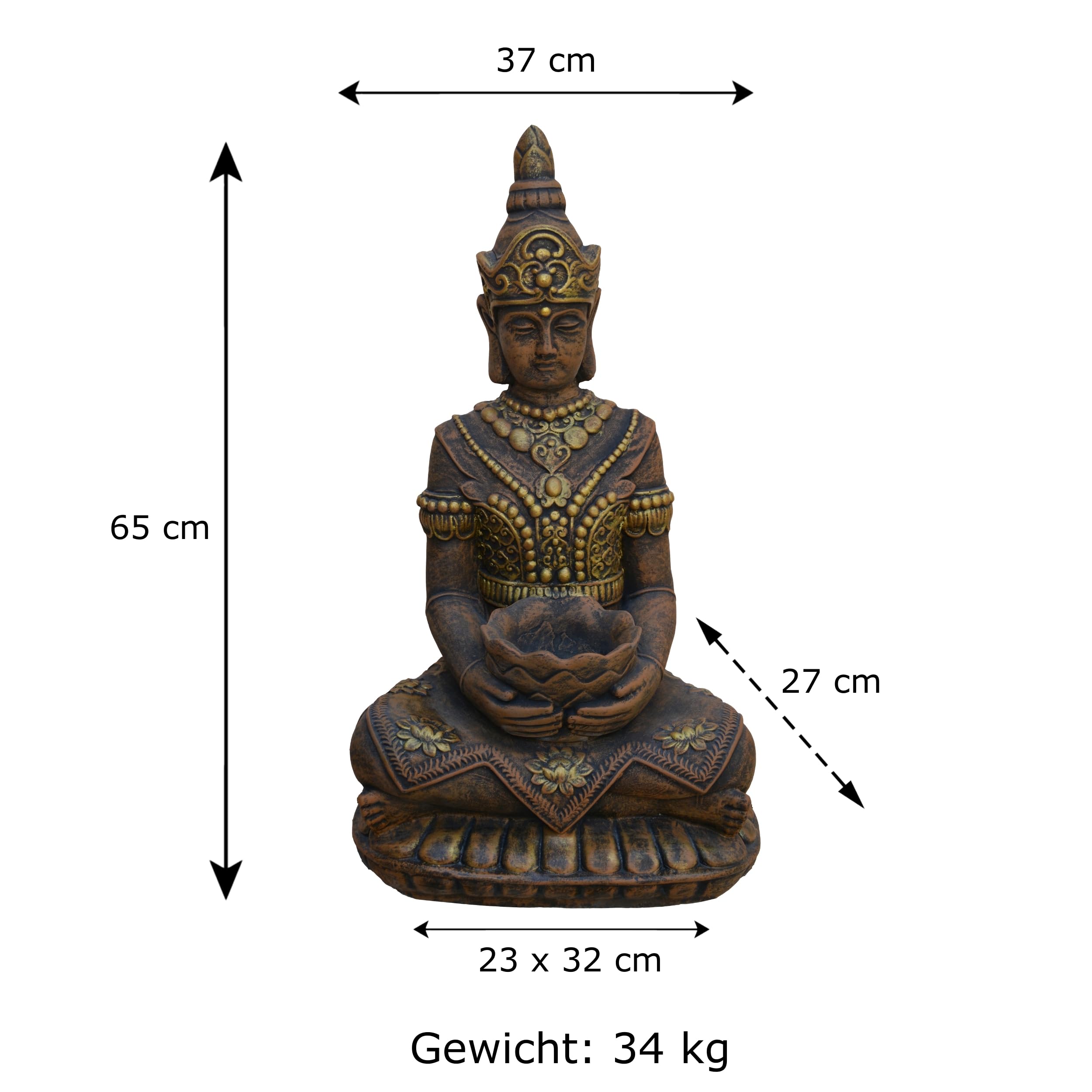 gartendekoparadies.de Gardiens du Temple en Pierre Massive Bouddha - en Pierre reconstituée, résistant au Gel (Or)