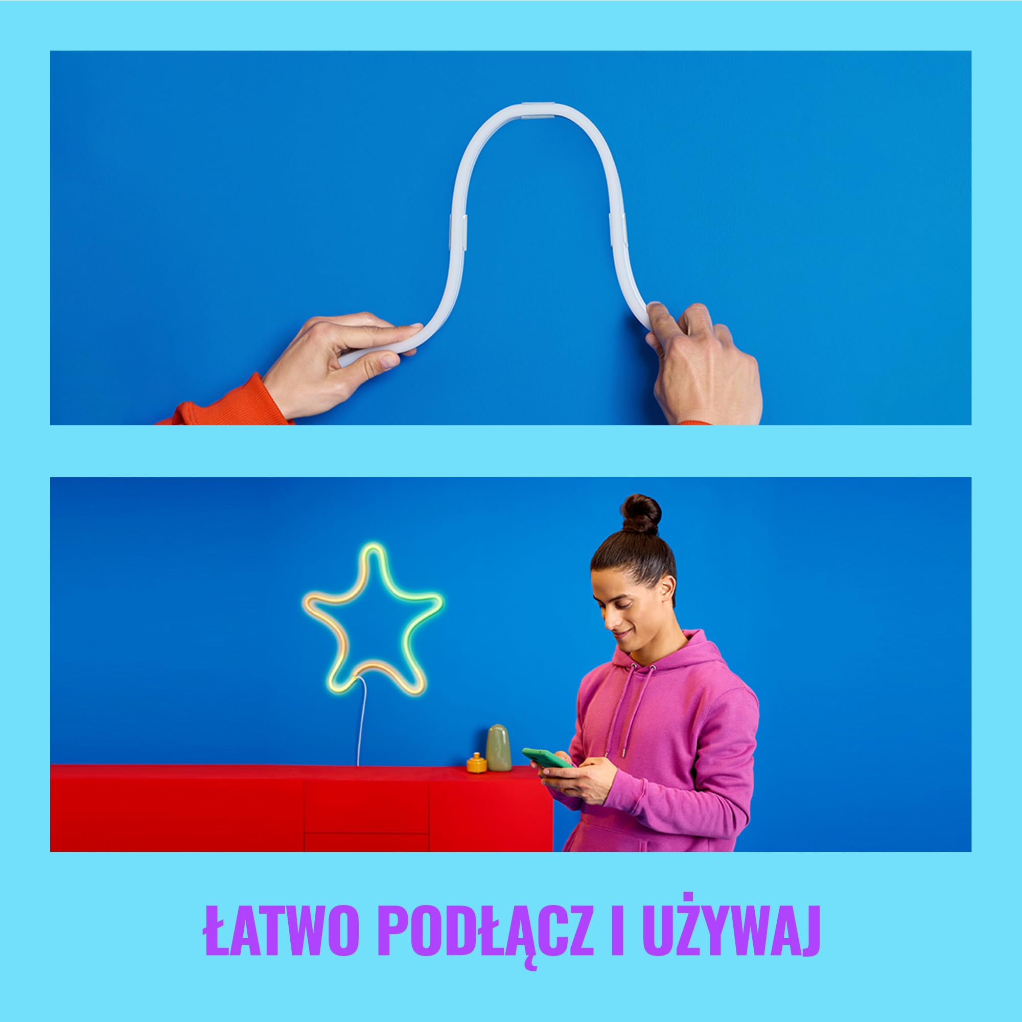 WiZ Inteligentna Taśma LED 4 M, Typ C, Wi-Fi, Bluetooth, Wiele Odcieni Bieli, Szeroka Paleta Kolorów, Sterowanie Aplikacją