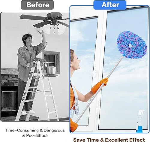 Vista 52 de Limpiador de ventilador de techo reutilizable de microfibra para ventilador de techo, limpiador extraíble con poste de extensión que se ajusta de 13
