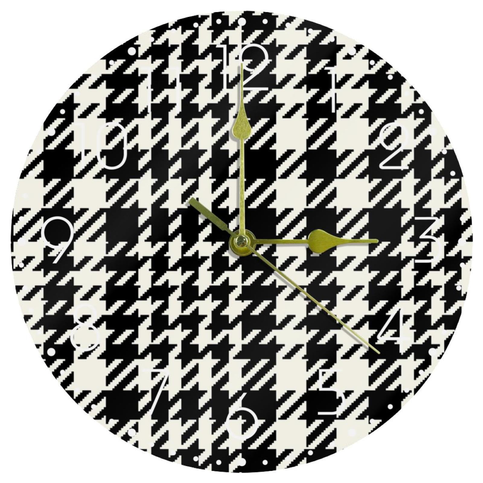 Horloge murale anti tic-tac noire et blanche pour bien dormir